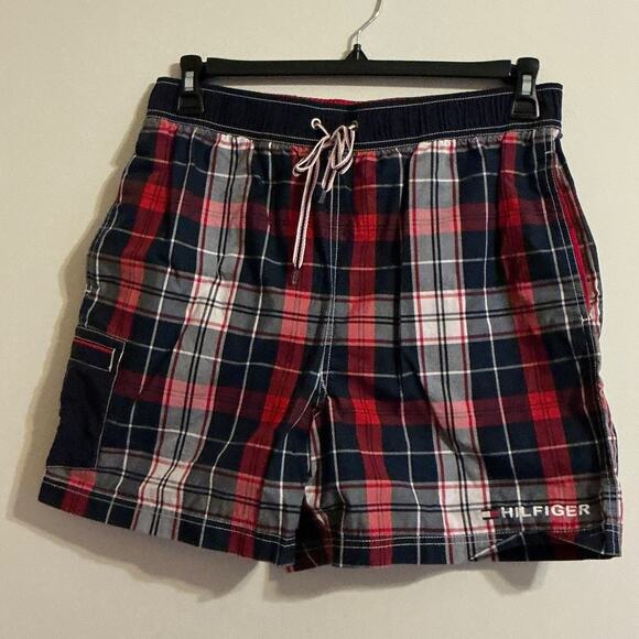 Tommy Hilfiger Mens Multicolor Pleated Plaid Chino Short Size L - Picture 1 of 11